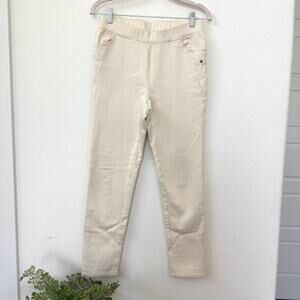 ARIA Collection Pull-On Pants Cream Textured Knit Elastic Waist‎ Korea XS-S